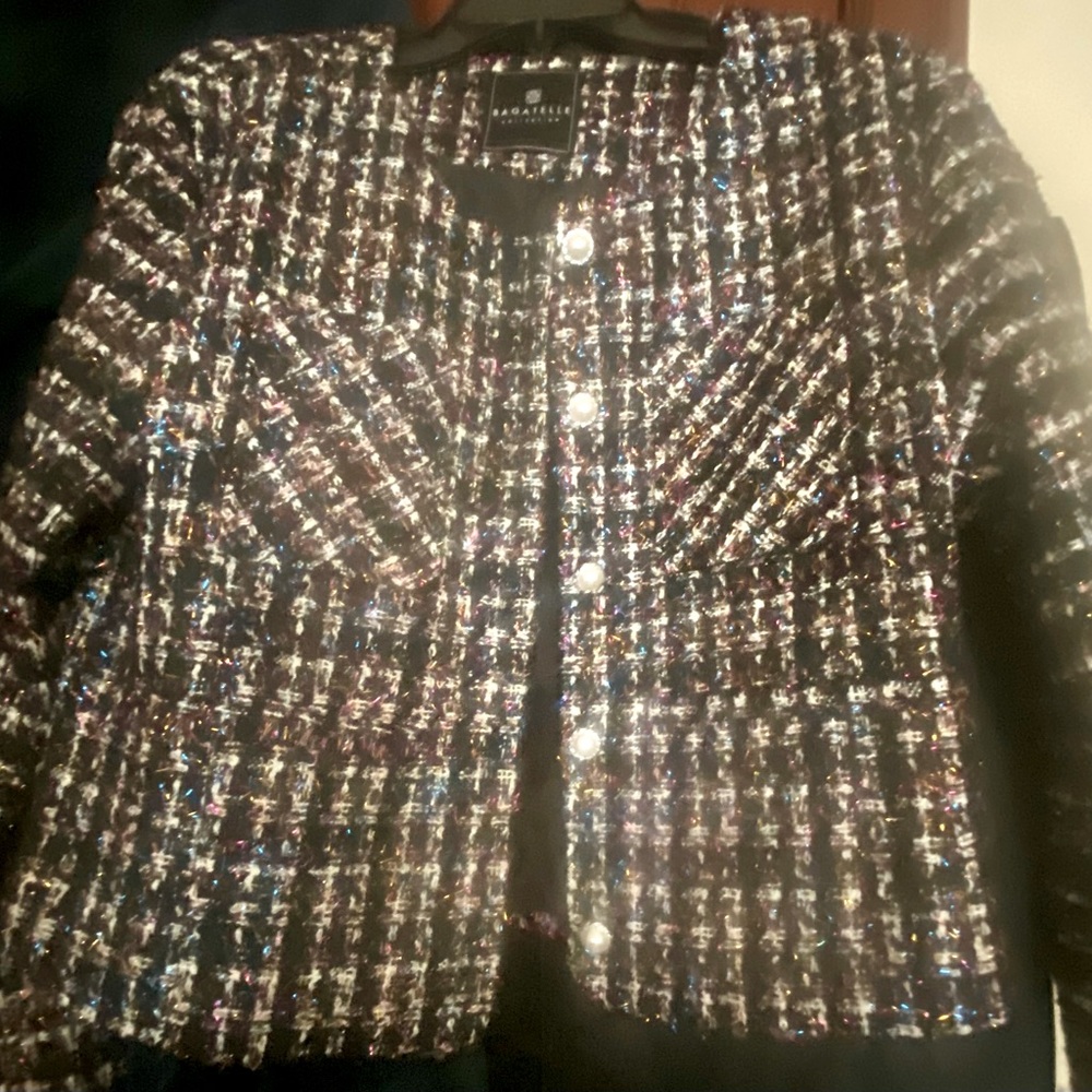 Bagatelle Collection Black Multi Color Jacket Size M